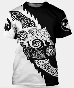 Viking-T-shirt-Hati-And-Skoll-Line-Art