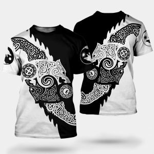 Viking-T-shirt-Hati-And-Skoll-Line-Art