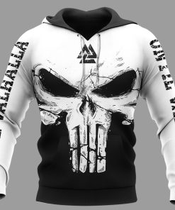 Viking Hoodie Skull Valknut Until Valhalla White