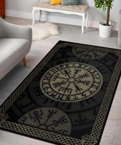 Viking Area Rug Vegvisir Symbol Protection Nordic