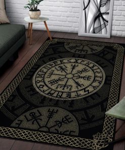 Viking Area Rug Vegvisir Symbol Protection Nordic