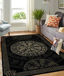 Viking Area Rug Vegvisir Symbol Protection Nordic