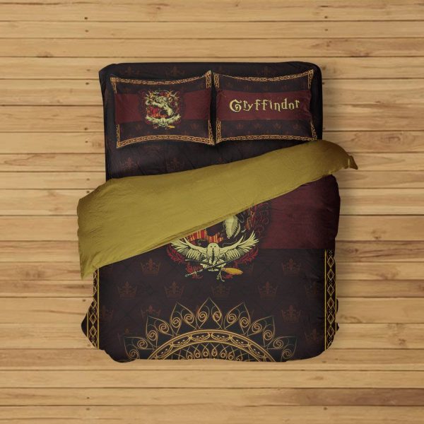 Mandala Harry Potter Hogwarts House Gryffindor Slytherin Ravenclaw Hufflepuff Bed Set Gryffindor Twin (3PCS)
