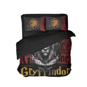 Mandala Harry Potter Hogwarts House Gryffindor Slytherin Ravenclaw Hufflepuff Bed Set Gryffindor Twin (3PCS) 