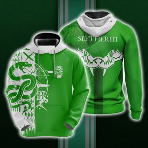 Harry Potter Hogwarts House Gryffindor Slytherin Ravenclaw Hufflepuff T-shirt Zip Hoodie Pullover Hoodie Slytherin Hoodie S