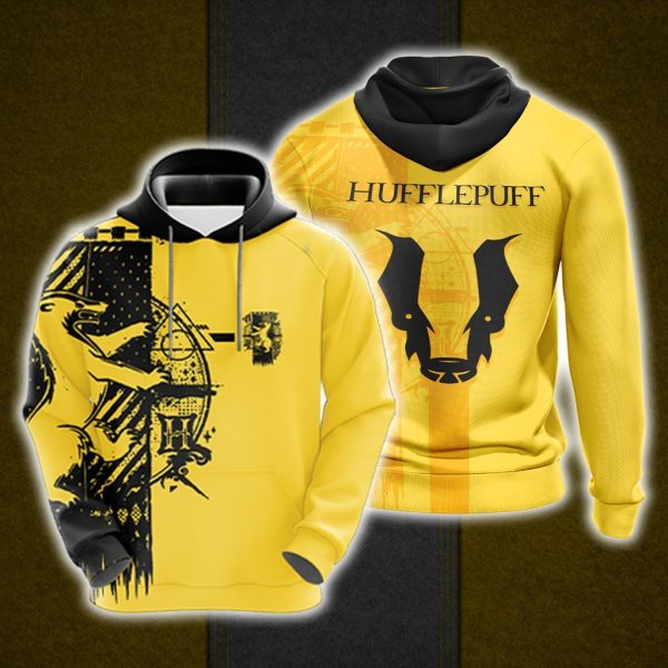 Harry Potter Hogwarts House Gryffindor Slytherin Ravenclaw Hufflepuff T-shirt Zip Hoodie Pullover Hoodie Hufflepuff Hoodie S