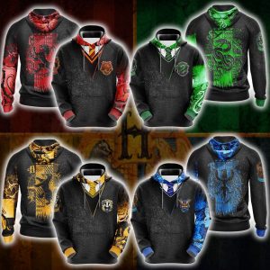 Harry Potter Hogwarts House Gryffindor Slytherin Ravenclaw Hufflepuff T-shirt Zip Hoodie Pullover Hoodie   