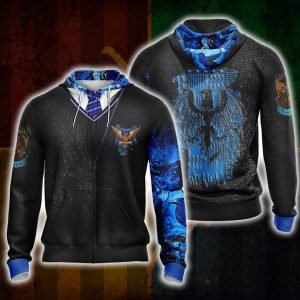 Harry Potter Hogwarts House Gryffindor Slytherin Ravenclaw Hufflepuff T-shirt Zip Hoodie Pullover Hoodie Ravenclaw Zip Hoodie S