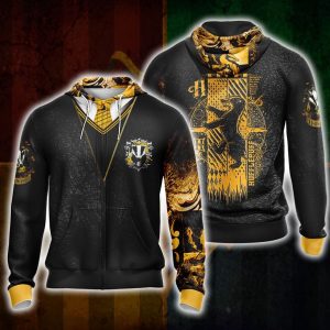 Harry Potter Hogwarts House Gryffindor Slytherin Ravenclaw Hufflepuff T-shirt Zip Hoodie Pullover Hoodie Hufflepuff Zip Hoodie S