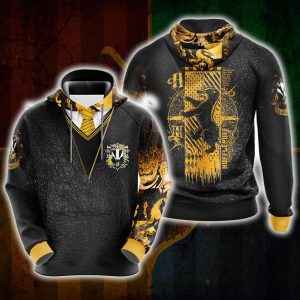 Harry Potter Hogwarts House Gryffindor Slytherin Ravenclaw Hufflepuff T-shirt Zip Hoodie Pullover Hoodie Hufflepuff Hoodie S