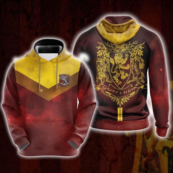 Harry Potter Hogwarts House Gryffindor Slytherin Ravenclaw Hufflepuff T-shirt Zip Hoodie Pullover Hoodie Gryffindor Hoodie S