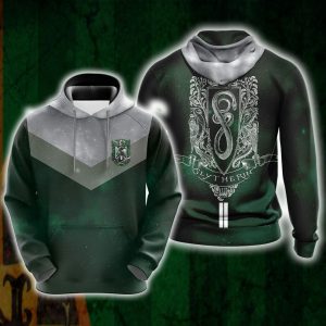 Harry Potter Hogwarts House Gryffindor Slytherin Ravenclaw Hufflepuff T-shirt Zip Hoodie Pullover Hoodie Slytherin Hoodie S