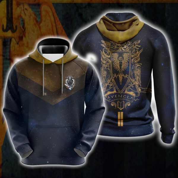 Harry Potter Hogwarts House Gryffindor Slytherin Ravenclaw Hufflepuff T-shirt Zip Hoodie Pullover Hoodie Ravenclaw Hoodie S