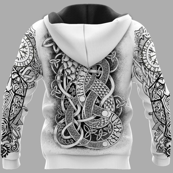 Viking Hoodie A Drawing Of Jormungandr with a celtic Style