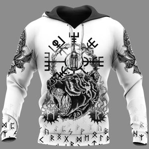 Viking Hoodie Bear With Odin And Raven On The Back