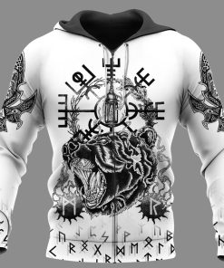 Viking Hoodie Bear With Odin And Raven On The Back