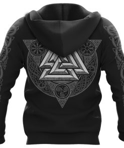 Viking Hoodie Valhalla Dark Skul Valknut Art