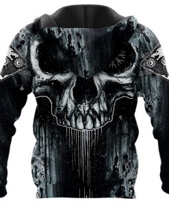 Viking Hoodie Weathered Aegishjalmr Skull In Decay Art