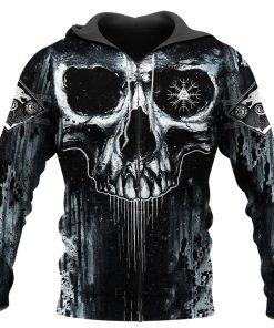 Viking Hoodie Weathered Aegishjalmr Skull In Decay Art