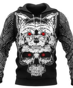 Viking Hoodie Wolf Skin Skull Raven Yggdrasil