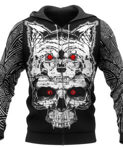 Viking Hoodie Wolf Skin Skull Raven Yggdrasil