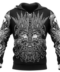 Viking Hoodie Odin Raven Art Ulfberht Sword