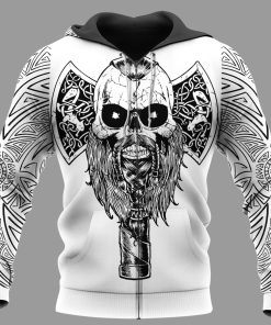 Viking Hoodie Axe Skull Warrior Tree Of Life Axe