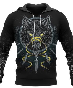 Viking Hoodie Fenrir Wolf And Odin Art