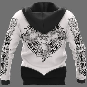 Viking Hoodie Skull Warrior Axe And Norse Symbol