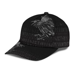 Viking Classic Cap Norse Raven Of Odin With Rune