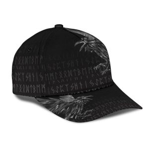 Viking Classic Cap Norse Raven Of Odin With Rune
