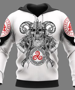 Viking Hoodie Warrior And Fenrir Black Red Simple Art