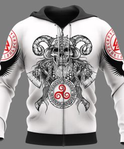 Viking Hoodie Warrior And Fenrir Black Red Simple Art