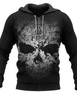 Viking Hoodie Grunge Dark Skull Valknut Rune