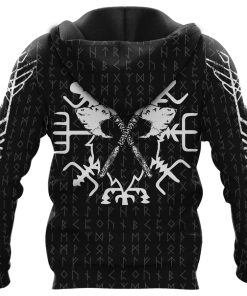 Viking Hoodie Odin Vegvisir With Futhark Runic