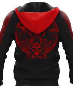 Viking Hoodie Fenrir Wolf Red Design Strength and Assertiveness