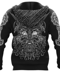 Viking Hoodie Fenrir Wolf With Skull And Odin Art