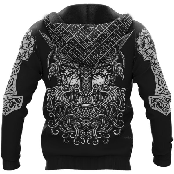 Viking Hoodie Fenrir Wolf With Skull And Odin Art