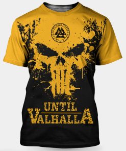 Viking T-shirt Valknut Skull Until Valhalla Fenrir