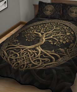 Viking Quilt Bedding Set The tree of Life Yggdrasil Celtic