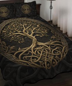 Viking Quilt Bedding Set The tree of Life Yggdrasil Celtic