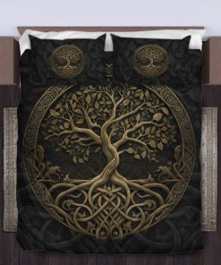 Viking Quilt Bedding Set The tree of Life Yggdrasil Celtic