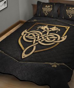 Viking Quilt Bedding Set Double Eagle Gold Celtic