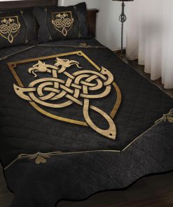 Viking Quilt Bedding Set Double Eagle Gold Celtic