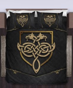 Viking Quilt Bedding Set Double Eagle Gold Celtic