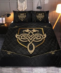 Viking Quilt Bedding Set Double Eagle Gold Celtic