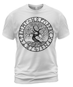 Viking T-shirt Tree Of Life Yggdrasil Rune White