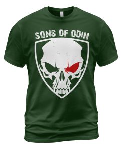 Viking T-shirt Sons Of Odin Skull Shield Forest Green