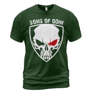 Viking T-shirt Sons Of Odin Skull Shield Forest Green