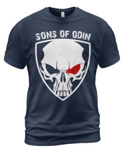 Viking T-shirt Sons Of Odin Skull Shield Navy